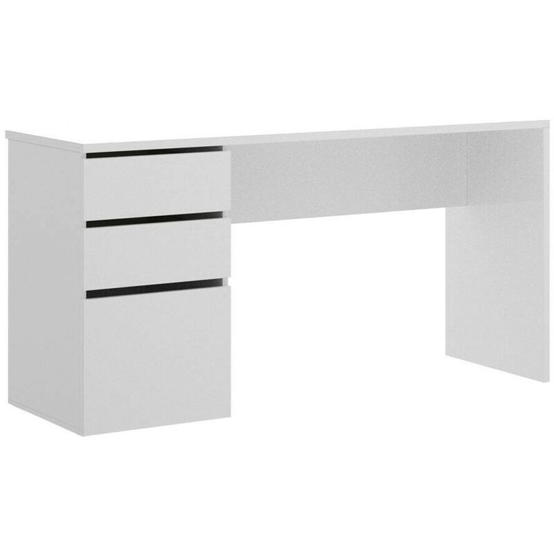 Mesa escritorio BORO tablero de partículas melaminizado color blanco mate  120x50x75,5 cm - Kiona Decoración
