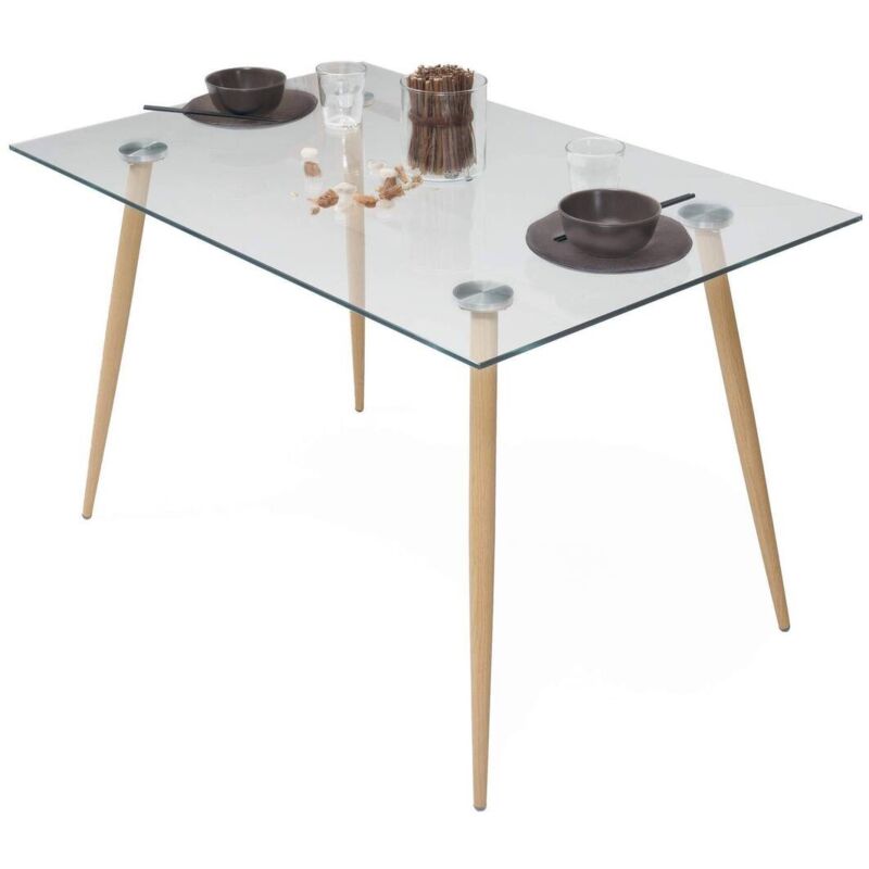 Conjunto de comedor CAIRO NORDIC mesa de cristal de 120x79,5 cm y 4 sillas  nórdicas - Kiona Decoración