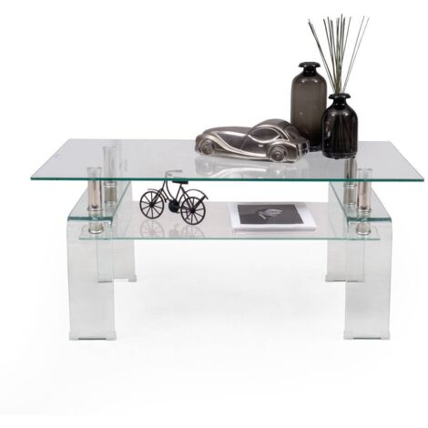 Mesa De Centro 111X76X45 Cristal/Mármol Blanco/Metal Dorado ️ 1.531,86