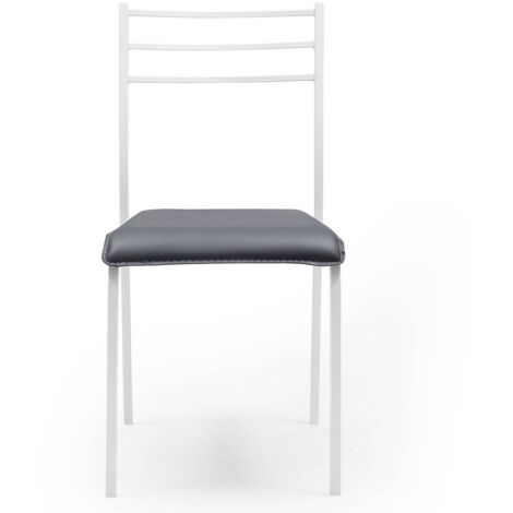 Pack de 4 sillas de cocina PARIS asiento de pvc y estructura de metal  METAL BLANCO-PVC GRIS