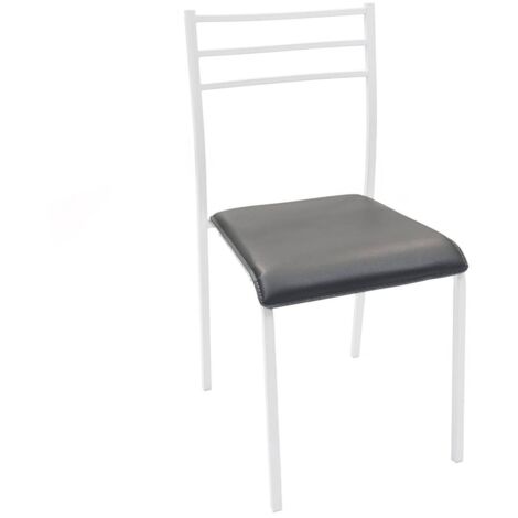 Pack de 4 sillas de cocina PARIS asiento de pvc y estructura de metal  METAL BLANCO-PVC GRIS