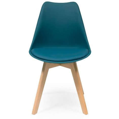 Silla de comedor DAY asiento de polipropileno y patas madera de haya TURQUESA 90094