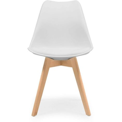 Silla de comedor DAY asiento de polipropileno y patas madera de haya  BLANCO