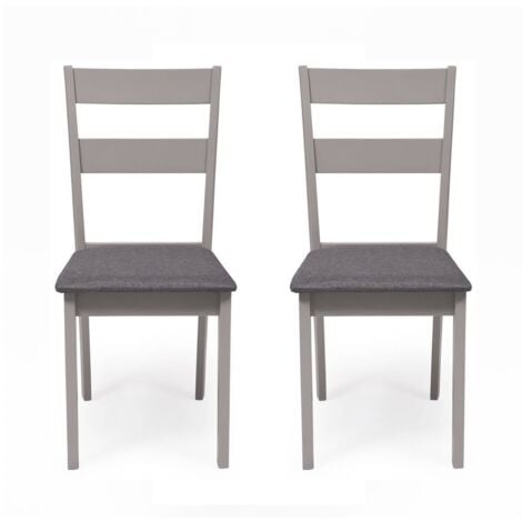 Juego de 2 sillas de comedor o cocina DALLAS estructura madera color blanco  asiento tapizado color gris