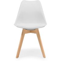 Silla de comedor DAY asiento de polipropileno y patas madera de haya BLANCO