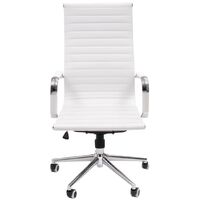 Sillón de despacho MANAGER, tapizado en polipiel, base color cromo, respaldo alto, 64x62x105/115 cm PP BLANCO