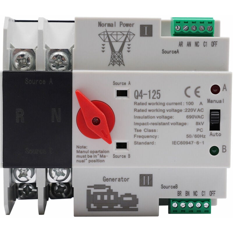 Automatischer Umschalter Transferschalter Dual Netzteil Insulation Transfer  Switch 100A 3P 690V