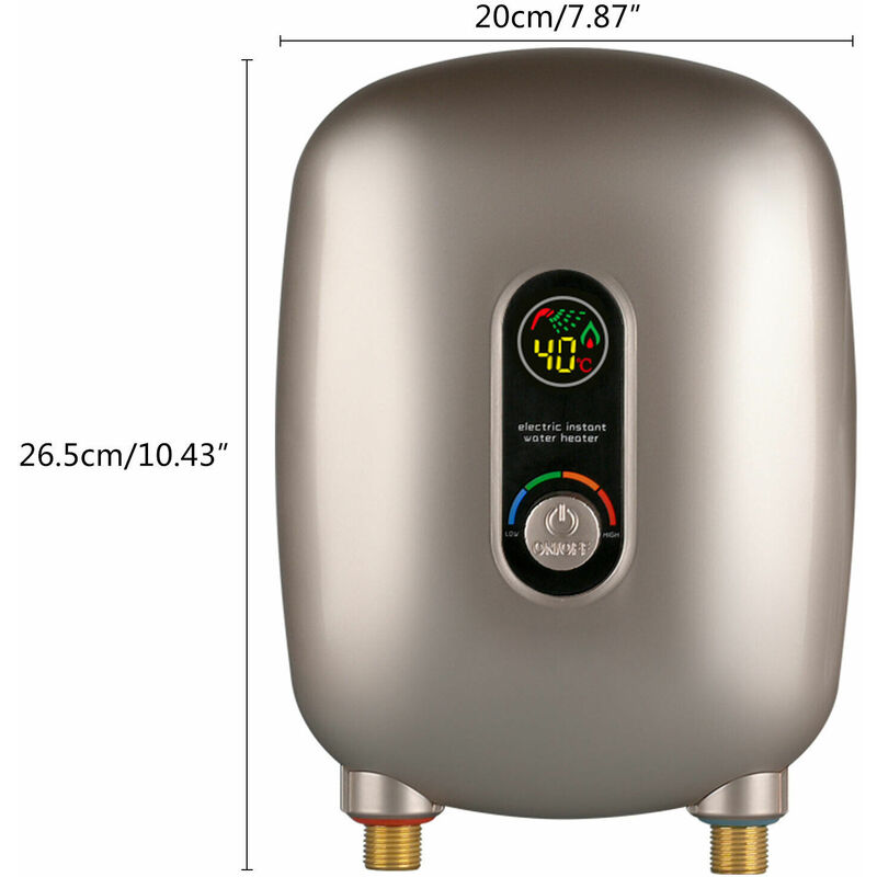 220v Durchlauferhitzer Warmwasserspeicher Warmwasserbereiter Tankless  Sofortiger Durchlauferhitzer 6500W (Gold Drehknopf)