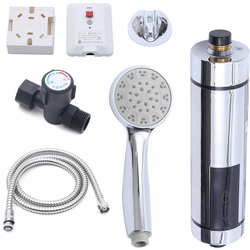 220V 5500W Warmwasserbereiter Sofortige Elektro Kleindurchlauferhitzer Bad  Warmwasser Heizung Dusche Kit Silber