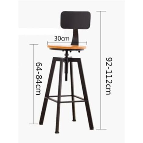 2er-Set Barhocker - Höhenverstellbar (64-84 cm) - Metall und Holz - Runde Barhocker - Bistro-Hocker - Weinkühler-Hocker