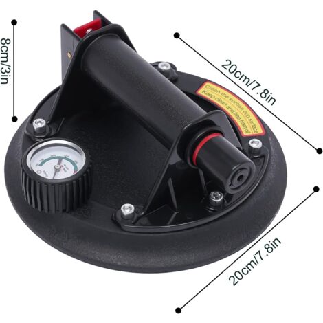 5-Zoll Glas-Saugnapf Mit Vakuum-Manometer – Robuste Metall-Gummi-Konstruktion, Zum Heben Von Großen Glasplatten & Fliesen