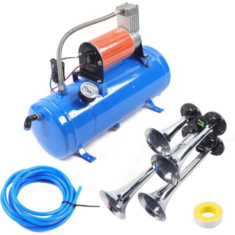 Druckluftkompressor, Luftkompressor, Hupen-Set, 6 Liter, mit 150 PSI, 12 V, 6 L, 4 Trompeten