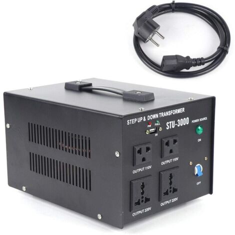 Spannungswandler 3000w Ringkerntransformator Spannungserhöhungskonverter 220 V auf 110 V Universal-Steckdosenstromkonverter Kabelkonverter EU-Steckdose