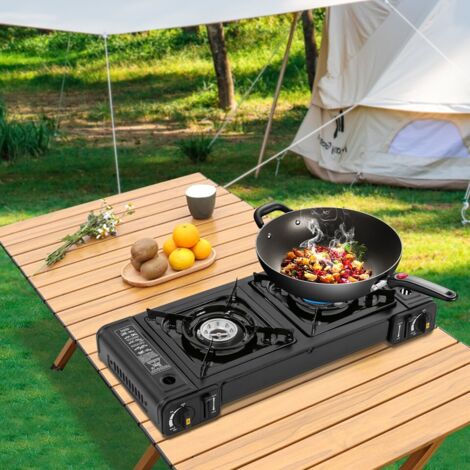 Tragbarer Campingkocher Butan Doppelbrenner Butan Kocher für Outdoor-Küche