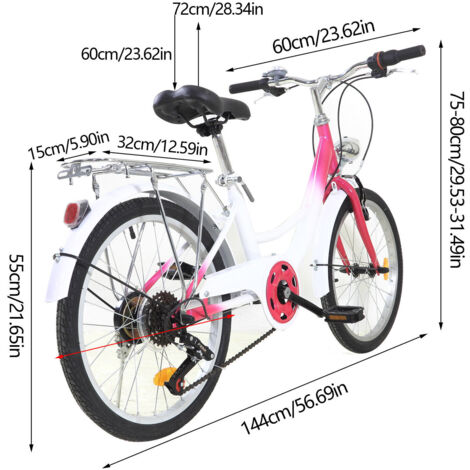 Kinderfahrrad 20 Zoll 6-Gang Kinder Mdchen Fahrrad rosa Kinderrad Citybike  NEU