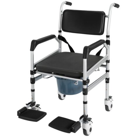 Duschstuhl mit Rollen Faltbarer Toilettenstuhl Rollstuhl Wasserdichter Duschsitz