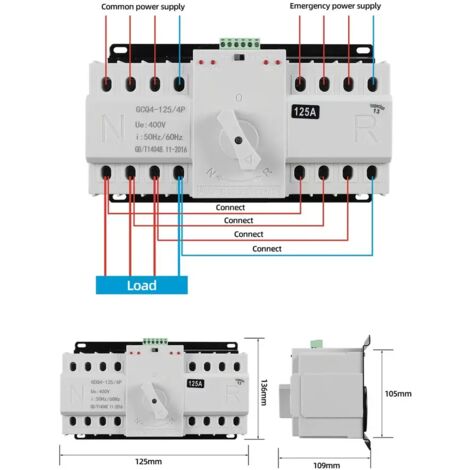 Interrupteur De Transfert Automatique 125A AC 400V 4P - Double Alimentation - Neuf