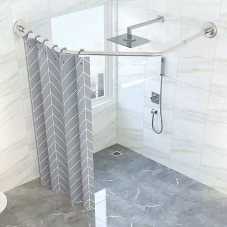 Verstellbare, gebogene Eck-Duschvorhangstange aus Edelstahl Badezimmer