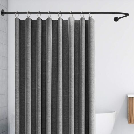Schwarze L-förmige Duschvorhangstange 70-95 x 105-165 cm Verstellbare Eckstangen für Duschvorhänge Mit oder ohne Bohren Duschvorhangringe im Lieferumfang enthalten