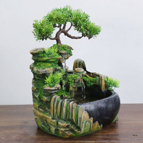 Brunnen Steingarten Wasserfall Pflanze Garten Tischbrunnen Zimmerbrunnen Desktop Ornament Wasserspiel chinesischen Stil