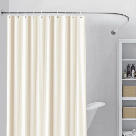 Schwarze L-förmige Duschvorhangstange 72-95 x 90-130 cm Verstellbare Eckstangen für Duschvorhänge Mit oder ohne Bohren Duschvorhangringe im Lieferumfang enthalten