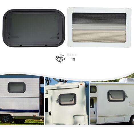 Schiebefenster für Wohnmobile 500 x 300 mm mit Fliegengitter und Sonnenschutzrollo, Fenster für Wohnmobile, Kippfenster, Sandwichkonstruktion, Einbau, Lüftungsfenster.