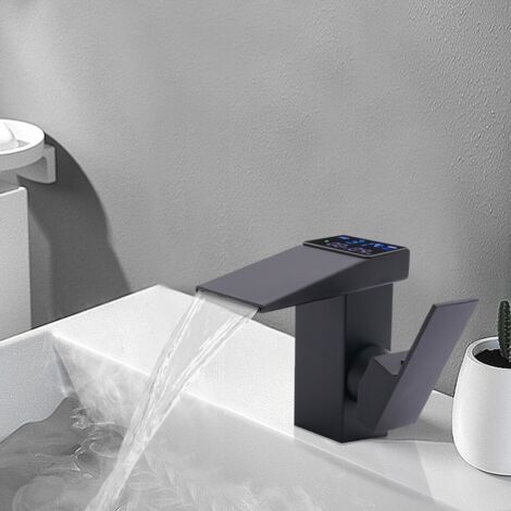 G3/8 Waschbeckenarmatur Badezimmer/Küche Hydroelektrische Armatur Schwarz LED-Display