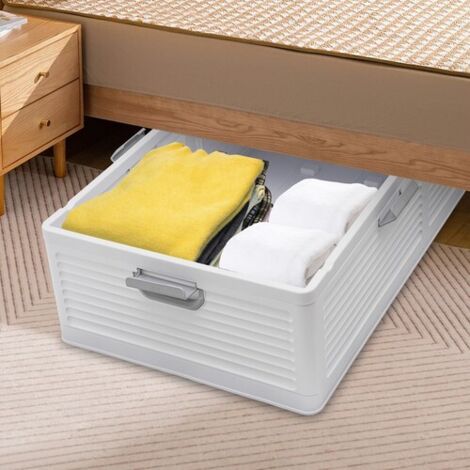 Aufbewahrungsbox für unter das Bett 101 x 51,5 x 24 cm, weiße Aufbewahrungsbox mit Deckel, Schreibtischablage, Aufbewahrungsbox aus Stoff, faltbare Aufbewahrungsbox für unter das Bett. (1/5)