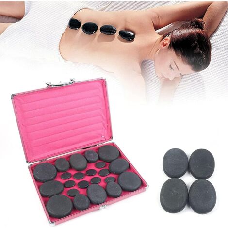 Set mit 20 heißen Massagesteinen, heißen Steinen, Basaltsteinen, entspannenden heißen Steinen mit Wärmekasten für Spa, Fußmassage, Therapie, Salon (1/5)