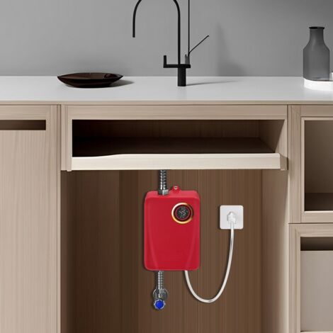 220 V Elektrischer Warmwasserbereiter aus Edelstahl für die Küche Elektrischer Durchlauferhitzer Warmwasserbereiter 3500 W Rot