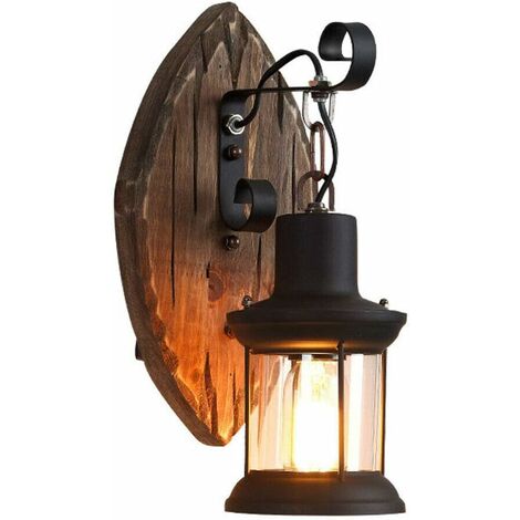 Retro-stil Hölzerne Wandleuchte Wandlampe Außenwandleuchte Draussen Dekoration