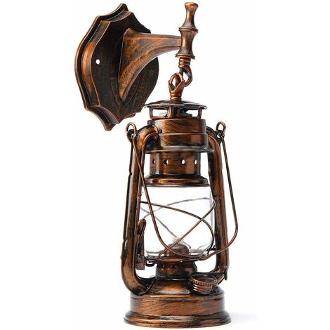 Rustikale Wandleuchte Laterne Wandlaterne Lichter Retro Antike Vintage Lampe Wandleuchte Veranda Leuchten Außenwandleuchte Außenbeleuchtung Garten Hof (Braun)