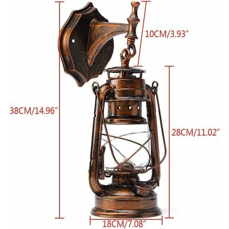Rustikale Wandleuchte Laterne Wandlaterne Lichter Retro Antike Vintage Lampe Wandleuchte Veranda Leuchten Außenwandleuchte Außenbeleuchtung Garten Hof (Braun)