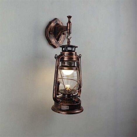 Rustikale Wandleuchte Laterne Wandlaterne Lichter Retro Antike Vintage Lampe Wandleuchte Veranda Leuchten Außenwandleuchte Außenbeleuchtung Garten Hof (Braun)