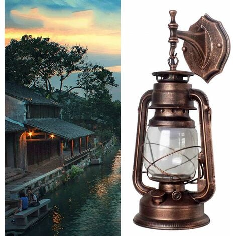 Rustikale Wandleuchte Laterne Wandlaterne Lichter Retro Antike Vintage Lampe Wandleuchte Veranda Leuchten Außenwandleuchte Außenbeleuchtung Garten Hof (Braun)