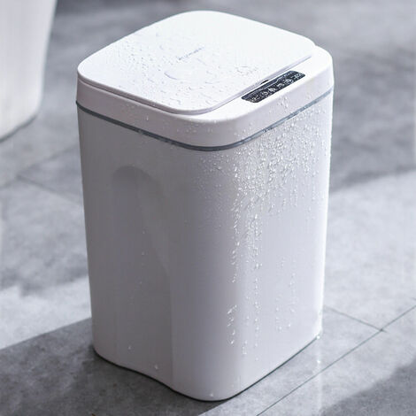 16L Automatischer Sensor Mülleimer ABS Abfalleime Mülleimer für Küche Schlafzimmer Badezimmer Weiß (1/5)
