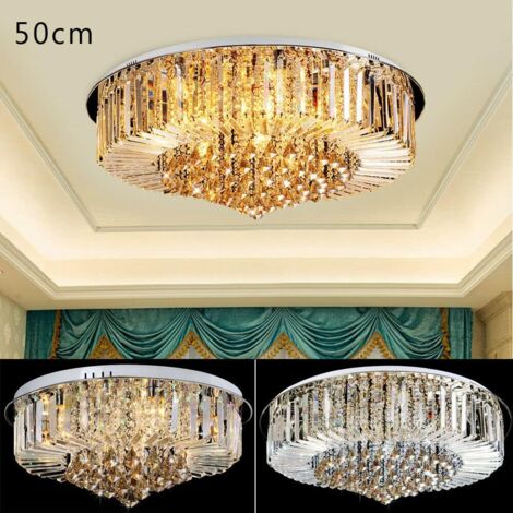 Kristall-Kronleuchter, 220 V, modern, transparente Kristalltropfen, für Flur, Wohnzimmer, Schlafzimmer, Esszimmer (6 Lichter/50 x 25 cm)