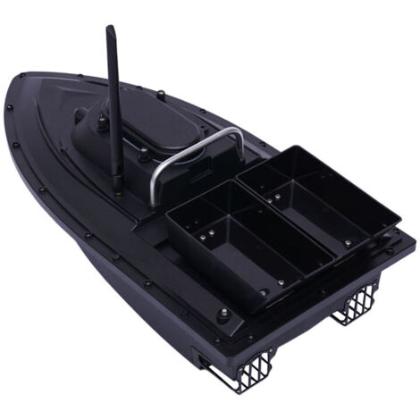 Wireless Fischerköderboot Köderboot Futterboot 2 Hoppers Baitboat 5,4km/h Fish Finder 500m Fernbedienung Schwarz mit Ladegerät