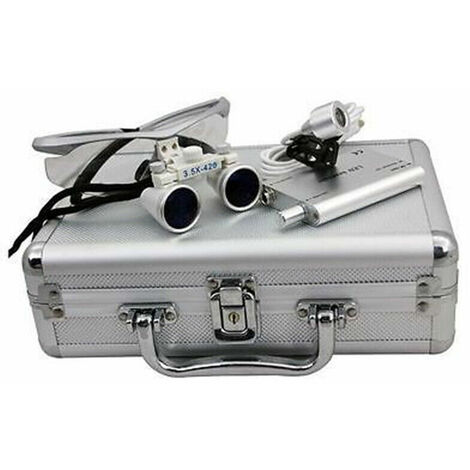 3.5x420mm Dental Surgical Binocular Loupes Binokularlupen Kopflupe Lupenbrille LED Headlampe mit Box