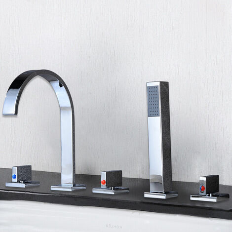 Armatur Wannenarmatur Badewannenarmatur Wasserhahn Set Handbrause Wannenrand Mischbatterie Wasserhahn