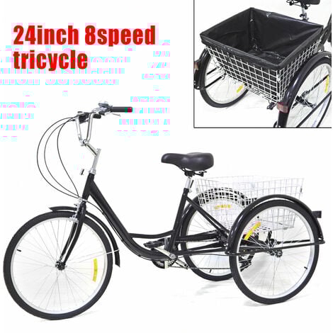 AOAPUMM 24 Zoll 7-Gang Erwachsenendreirad - Faltbar Mit LED Licht & Großem Korb