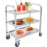 3-stöckiger Servierwagen 360° drehbarer Küchenwagen mit Bremse Robustes Küchenregal mit Rollen Kommerzieller Servierwagen 85 x 45 x 90 cm Metallrahmenwagen Lagerwagen