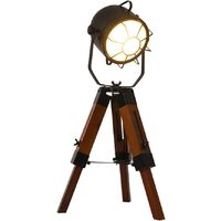 Metall Retro Nachtlampe Dekorative Tischlampe Holztischleuchte Industrie für Loft Bar Dreibein Licht Table Lamp 20 × 60Mm