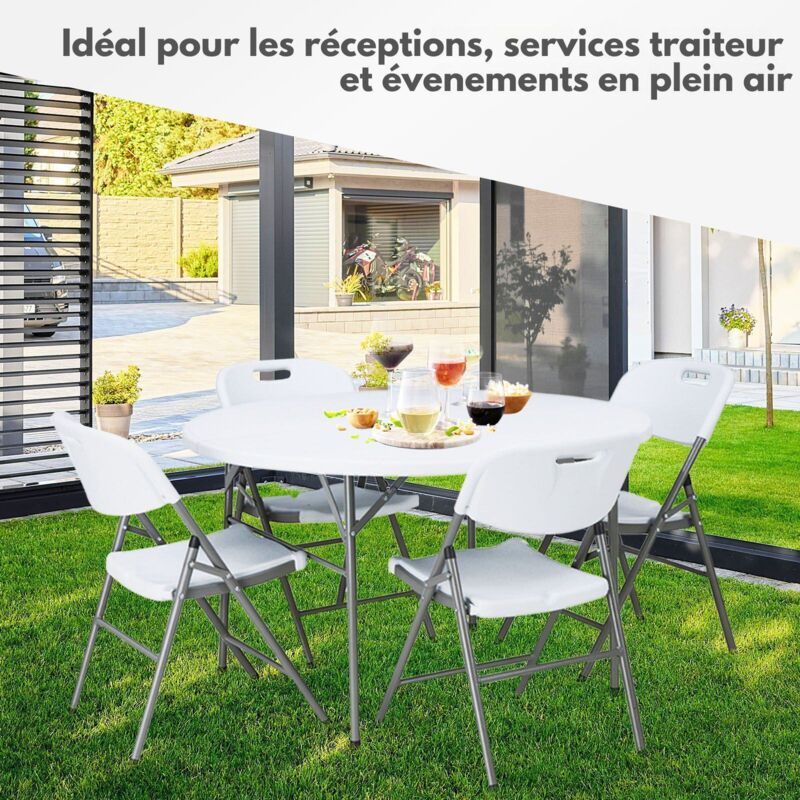 Skandika MASI Table Pliante De Jardin 180cm - Table De Camping Écologique 200kg, Polyéthylène Recyclé, Structure Acier, Résistante Intempéries