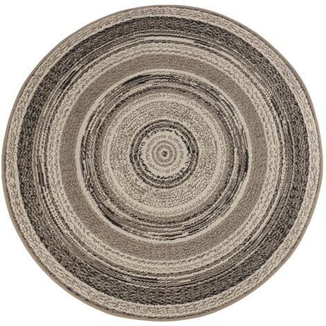 Tapis d'extérieur Pour terrasse et balcon Zoe Beige-Gris Rond ∅ 120 cm (1/4)