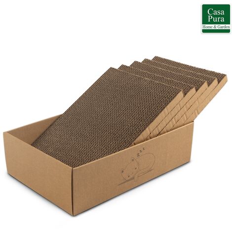 Casa Pura – Griffoir et grattoir pour chat – Boîte à griffer en carton ondulé – 5 planches interchangeables – Dimensions 44 x 29 x 12,5 cm