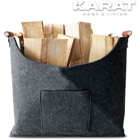 Sac en feutre Vesta Sac à bois de cheminée Sac à provisions Pliable Poignée renforcée (1/5)