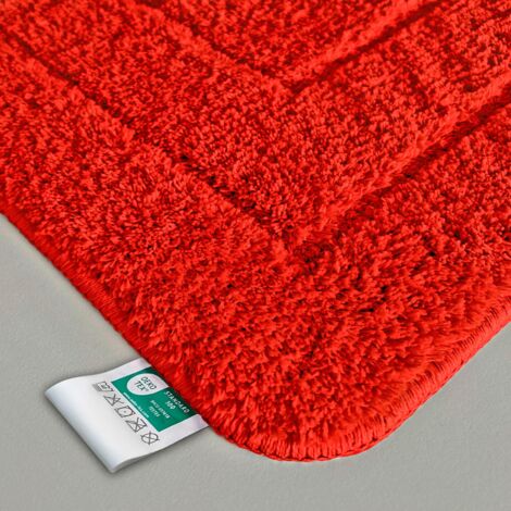 Tapis de Bain Atlantis, Ultra Doux Extra Moelleux & Absorbant Séchage Rapide Antidérapant Rouge 70 x 120 cm