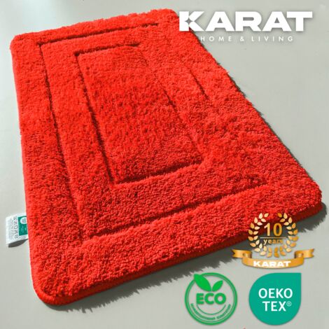 Tapis de Bain Atlantis, Ultra Doux Extra Moelleux & Absorbant Séchage Rapide Antidérapant Rouge 70 x 120 cm