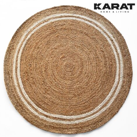 Tapis de jute Mumbai Rond Tissé à la main En fibres naturelles 90 x 90 cm
